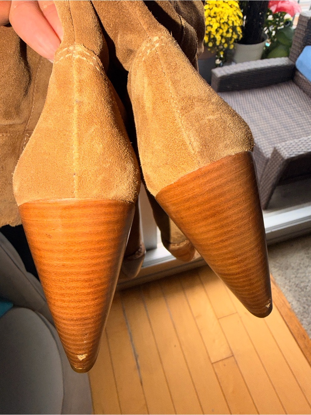 Michael Kors Tan Suede genuine luggage Leather Boots - Classic Heel - Picture 4 of 10